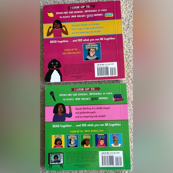 Empowering Women Lot of 2 Kids Board Books I Look Up To Oprah & Michelle Obama - Picture 2 of 4